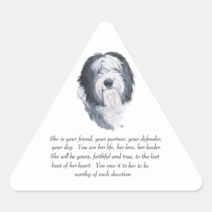 Sticker Triangulaire Souvenirs de Vieux Chien de Berger Anglais