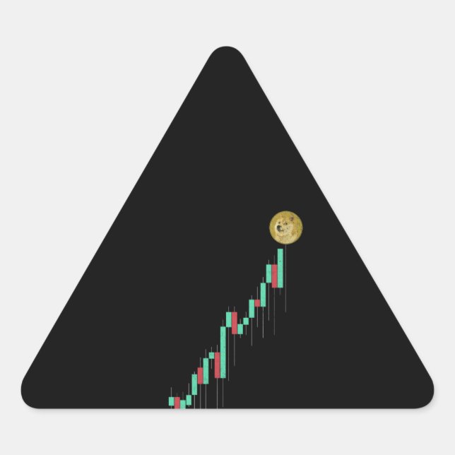Sticker Triangulaire Stock Graphique Dogecoin DOGE Trading Crypto Token (Devant)
