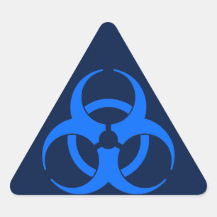 Sticker Triangulaire Symbole bleu de Biohazard