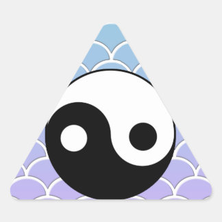 Sticker Triangulaire Symbole Yin Yang sur l'Arrière - plan d'onde