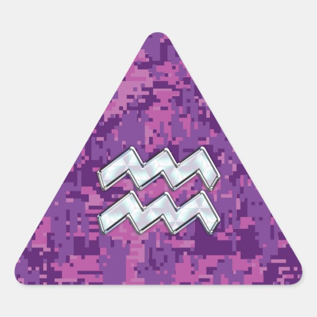 Sticker Triangulaire Symbole Zodiaque Aquarius sur le camouflage numéri (Devant)
