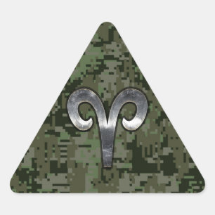 Sticker Triangulaire SYMBOLE Zodiaque Aries Camouflage numérique Woodla