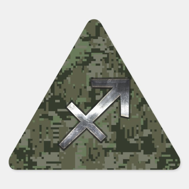 Sticker Triangulaire Symbole zodiaque Sagittarius sur Camo numérique ve (Devant)