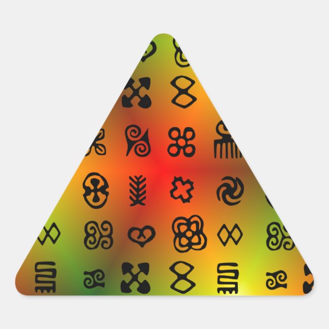 Sticker Triangulaire Symboles Adinkra Aux Couleurs Africaines (Devant)