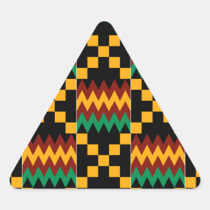 Sticker Triangulaire Tissu Kente noir, vert, rouge et jaune