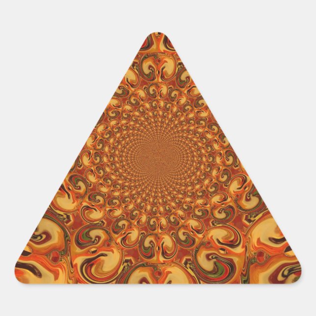 Sticker Triangulaire Tons Abstraits orange, marron et vert (Devant)