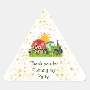 Sticker Triangulaire Tracteur Vert   Anniversaire Thème Garçons Triangl