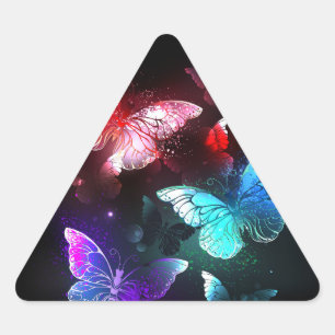 Sticker Triangulaire Trois papillons brillants sur l'arrière - plan de 
