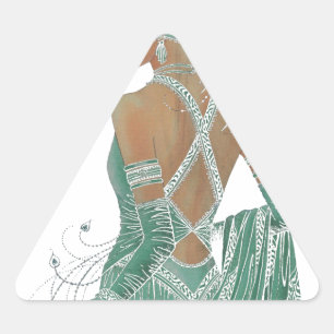 Sticker Triangulaire Un aperçu de l'élégance : Green Backless Dress Des