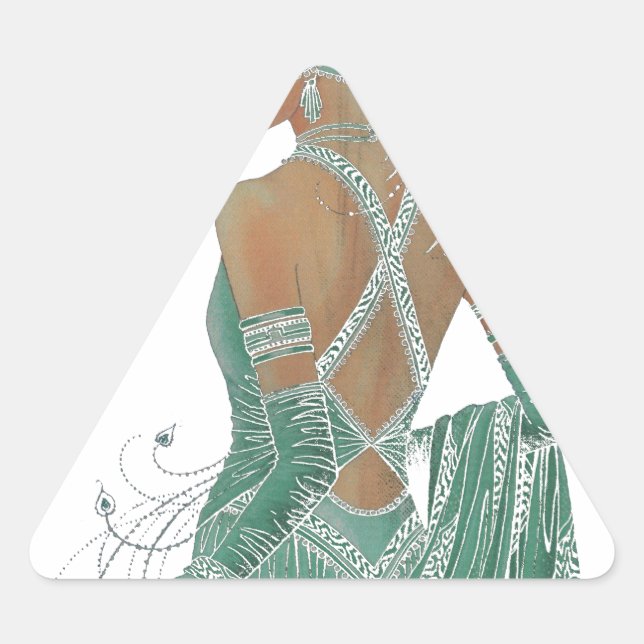 Sticker Triangulaire Un aperçu de l'élégance : Green Backless Dress Des (Devant)