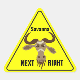 Sticker Triangulaire Une certaine de gnou de Stuff_road de sign_Savanna