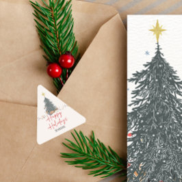 Sticker Triangulaire Une douce aquarelle pin'arbre de vacances invitati