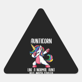 Sticker Triangulaire unicorn aunt girl birthday party apparel, aunticor