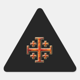Sticker Triangulaire Ver 3 - Croix de Jérusalem - Retour noir