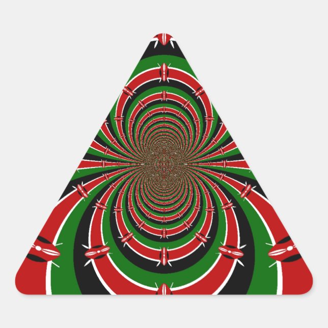 Sticker Triangulaire Vibrant Kenya Vision : Drapeau kényan en miroir (Devant)