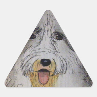 Sticker Triangulaire Vieux chiot de chien de mouton anglais