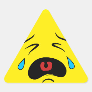 Sticker Triangulaire Visage pleurant triste superbe Emoji