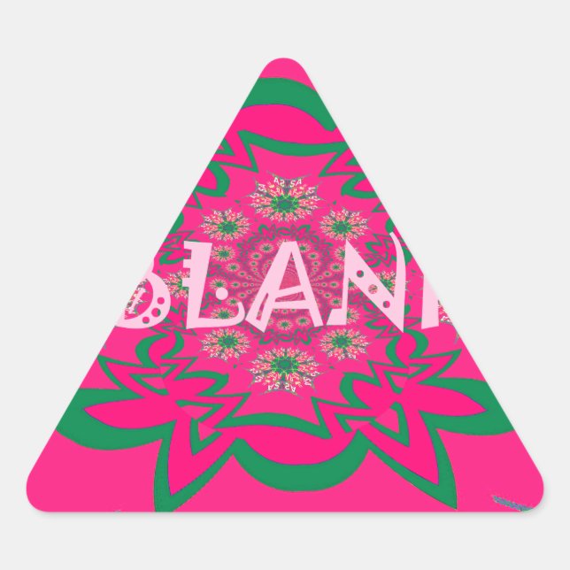Sticker Triangulaire Vivid Vivid Bébé rose floral violet ombrage Monogr (Devant)