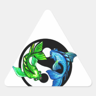 Sticker Triangulaire Yin-Yang Koi Design