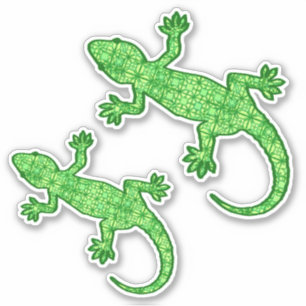 Sticker Tribal Batik Gecko, Lime et Emerald Green