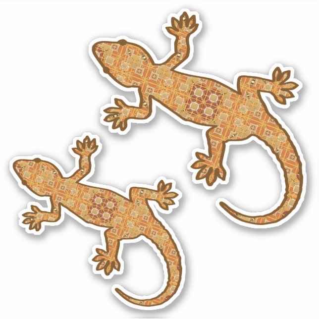 Sticker Tribal Batik Gecko, Rust, Amber et Tan (Devant)