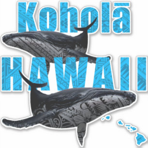 STICKER TRIBAL POLYNÉSIEN D'HAWAII HOUMPBACKS ÎLES HAWAII