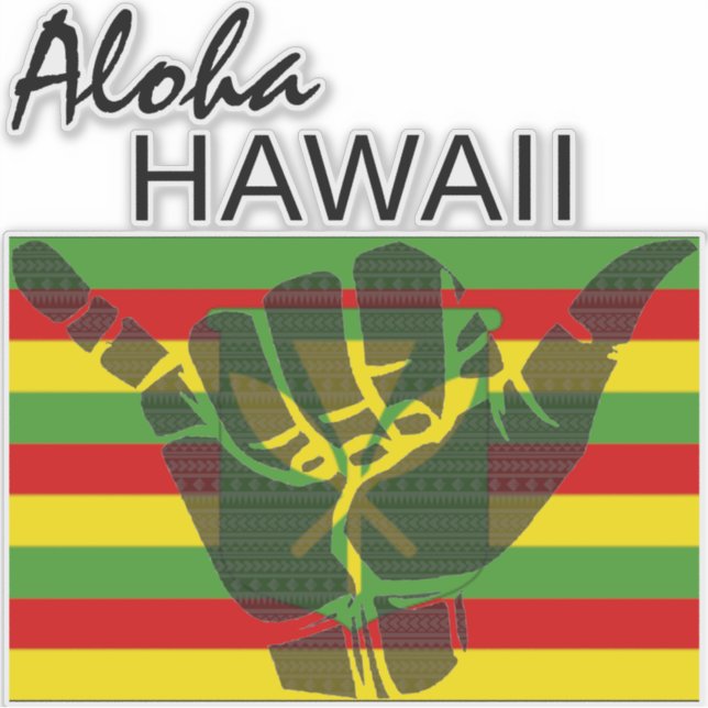 STICKER TRIBAL SHAKA (HANG LOOSE) ALOHA HAWAII KANAKA BG (Devant)