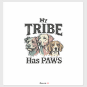 Sticker Tribu de chiens a des pattes dessin de gravure vin