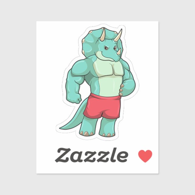 Sticker Tricératops comme Bodybuilder à Bodybuilding (Feuille)