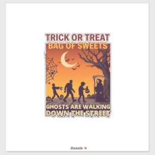 Sticker Trick Or Treat Halloween Zombies Grim Reaper Citro