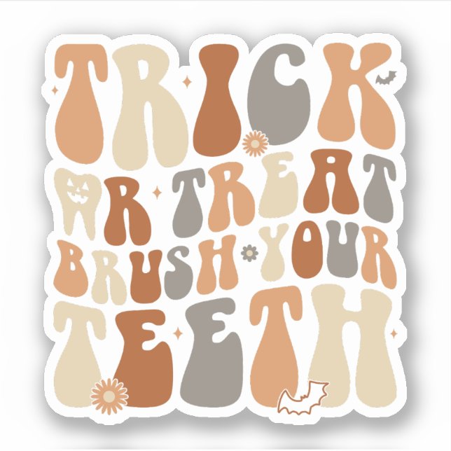 Sticker Trick Ou Traiter Bronzez Vos Dents Halloween Denti (Devant)