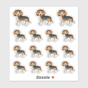 Sticker Tricolor Beagle mignon Chiens de dessin