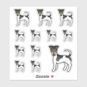 Sticker Tricolor Smooth Fox Terrier Chiens de Dessin Animé