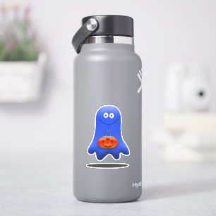 Sticker Tricoter ou traiter l'Halloween fantôme bleu