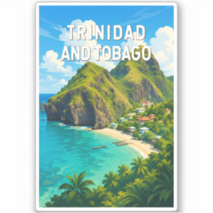 Sticker Trinidad et Tobago Illustration Art de voyage Rétr
