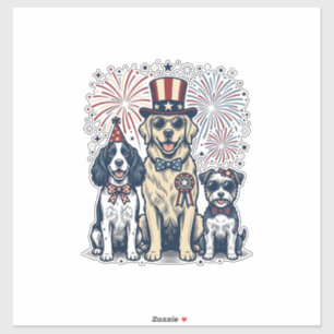 Sticker Trio de chiens patriotiques Design de t-shirt avec