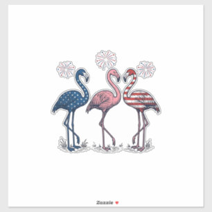 Sticker Trio de flamants patriotiques dessin de gravure vi