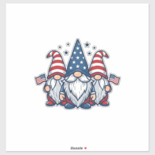 Sticker Trio de gnomes patriotiques dessin vectoriel vinta