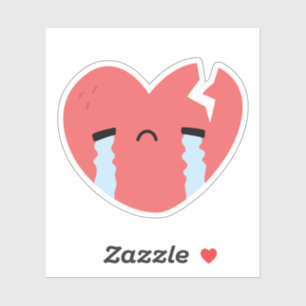 Sticker Triste Pleurant Le Coeur brisé Face Emoji