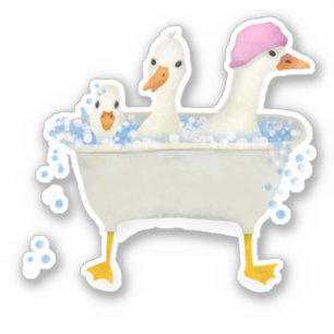 Sticker Trois canards dans une baignoire pétillante