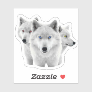 Sticker Trois Loups blancs