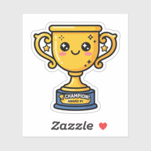 Sticker Trophée de champion numéro un Kawaii pour la fête
