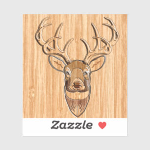 Sticker Trophée de la Tête de Cerf Blanc Style grain de bo