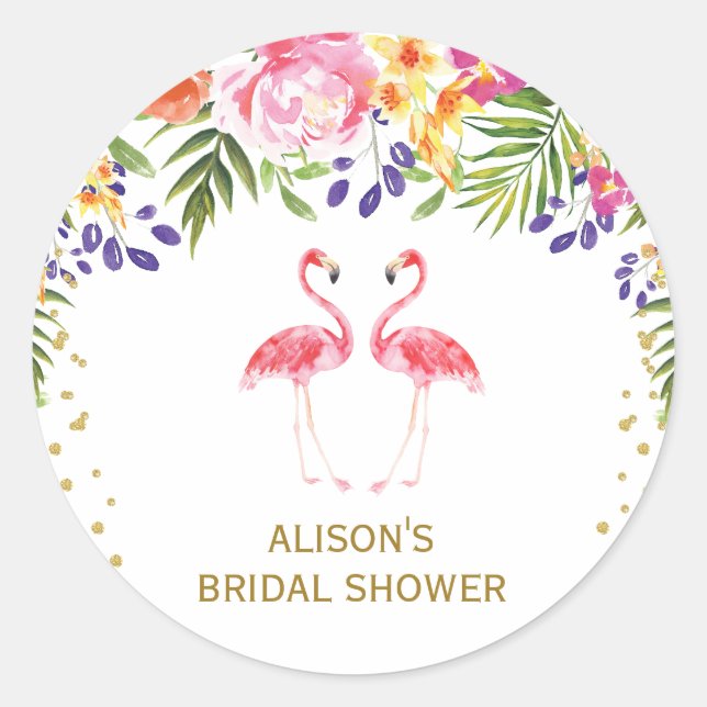 Sticker Tropical Floral Flamant rose Faveurs (Devant)