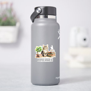 Sticker Trousse de survie pour introverti (Chat,plante,caf