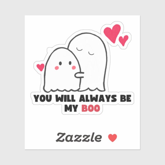 Sticker Tu seras toujours mon boo, mignonne Saint Valentin (Feuille)