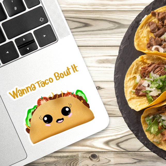Sticker Tu Veux Taco Bout ? Kawaii Taco aux yeux mignons (Créateur téléchargé)