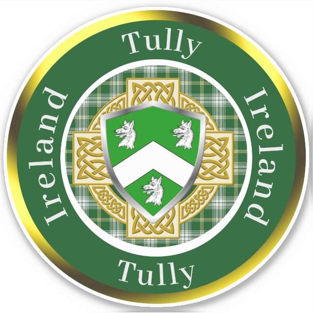 Sticker Tully Irish Shield/Celtic Cross Personalized (Devant)