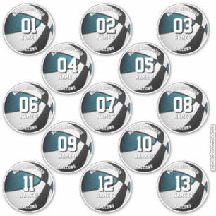 Sticker turquoise basketball noir coutume 13 joueurs noms