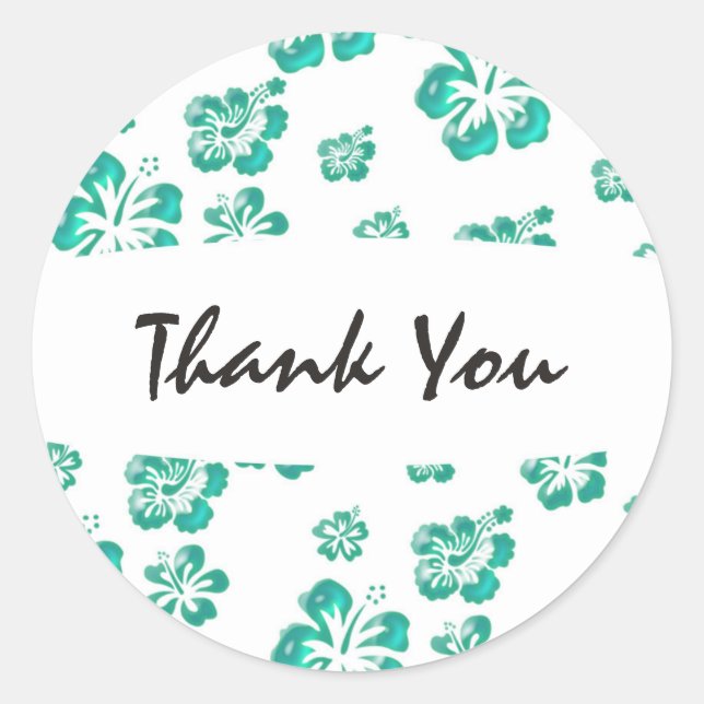 Sticker turquoise blanc Hibiscus Fleur Floral Part (Devant)
